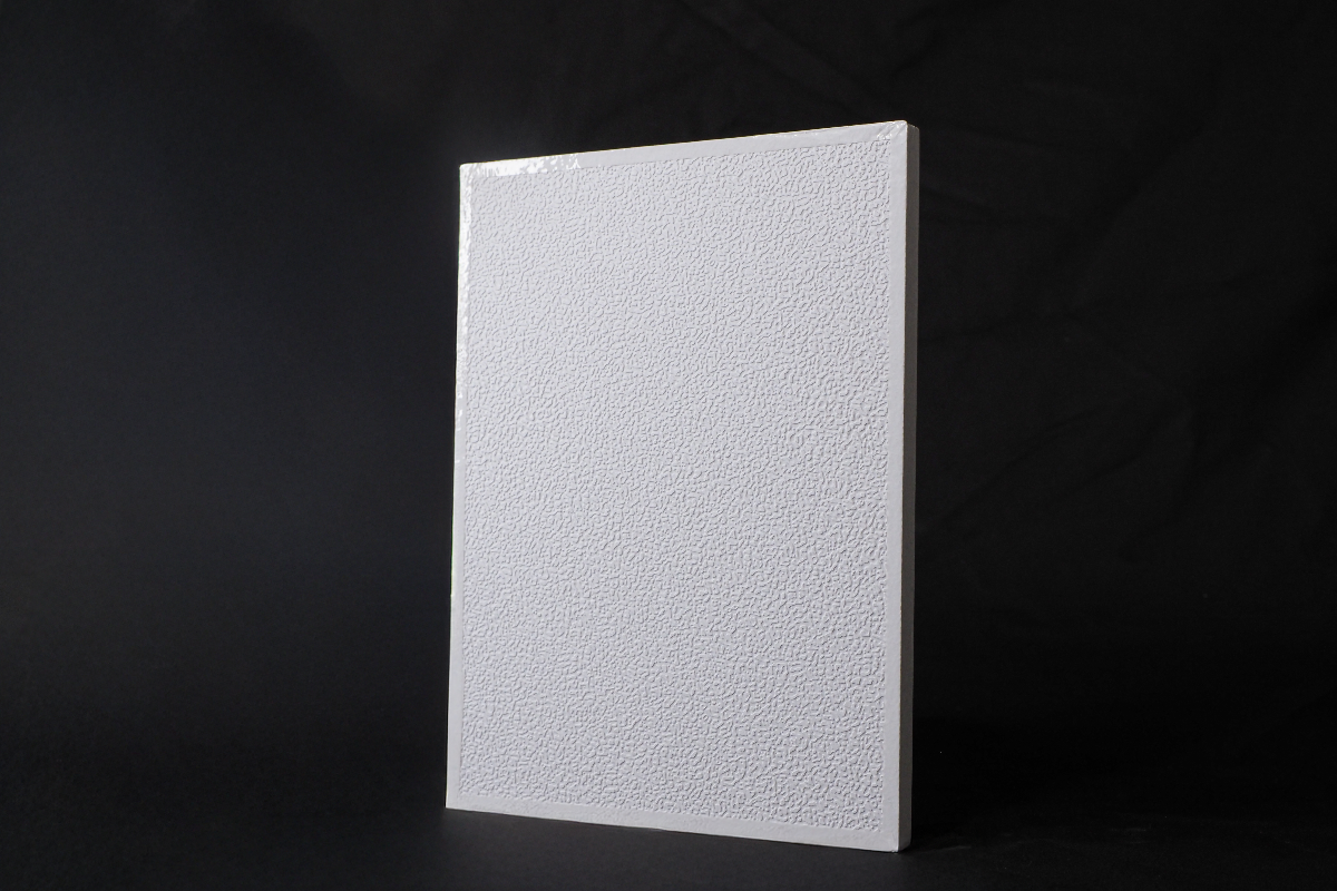 A sample of a gypsum board offered by Excelcon