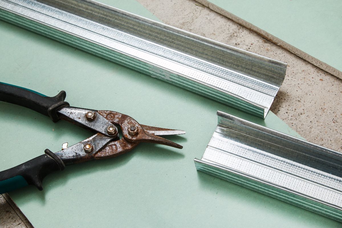Metal furring being customized for use in the an office
